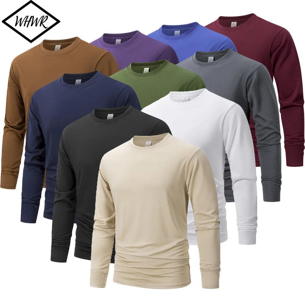 Men's Button Long Sleeve Henley Neck T-Shirt Casual Breathable Round Neck T-Shirt Solid Color Slim Fit Tee Basics Cozy Tops